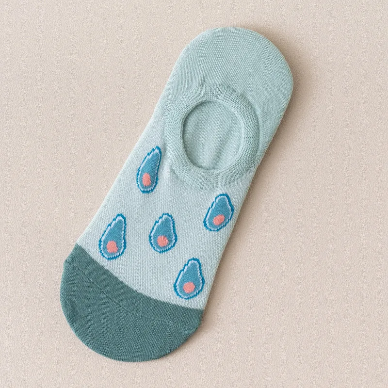 Женские носки-лодочки с мультяшными фруктами Милые оранжевые носки-личи тапочки