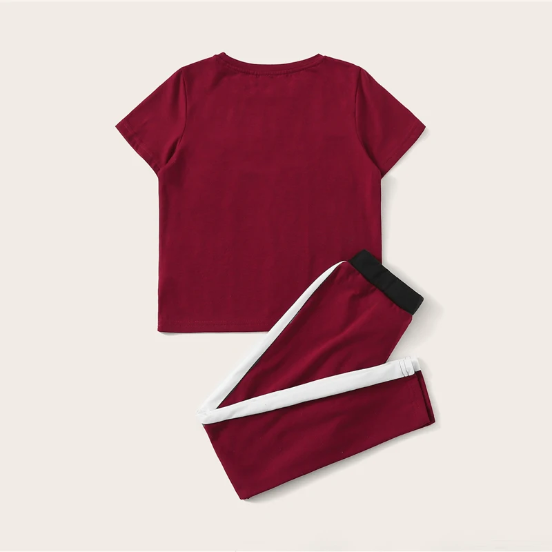 SHEIN Kiddie/укороченный топ с тропическим принтом и байкерские шорты для маленьких девочек, г., летняя одежда без рукавов для активного отдыха обтягивающие комплекты