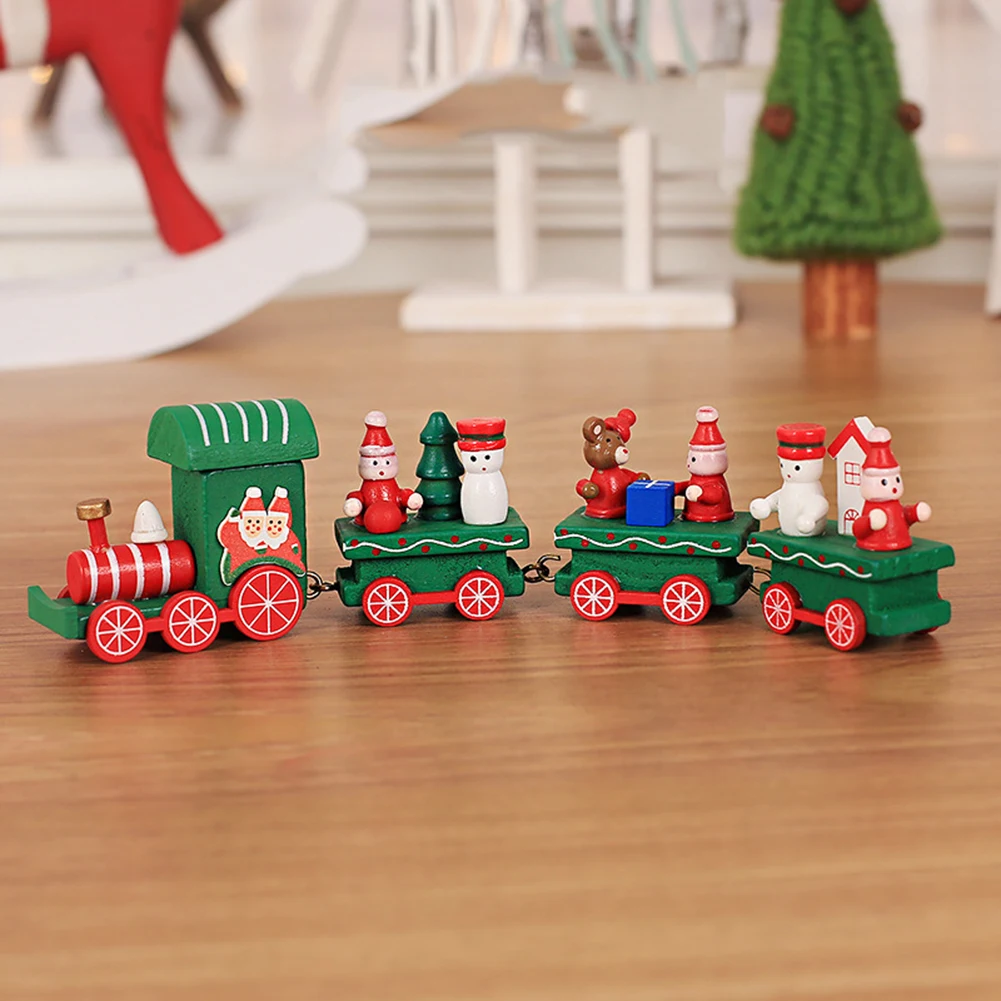 

Mini Christmas Wooden Train Toy Home Decor Christmas Kid Vehicle Gift Children Kindergarten Table Decoration