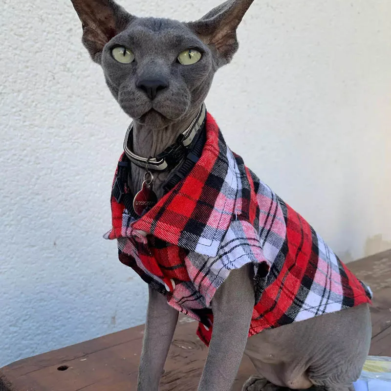 Клетчатая Одежда для кошек осенне-зимняя одежда маленьких собак хлопковые