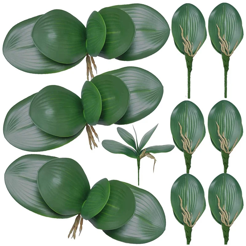 

10 PCS Artificial Phalaenopsis Orchids Leaves 11 Inches Green Faux Orchids Leaf (10 Pcs)
