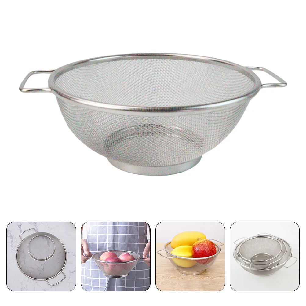 

1pc Sturdy Stainless Steel Drain Basket Practical Vegetable Washing Basket