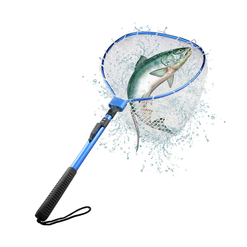 

Fishing Handle Nets alloy Landing Silicone Hand Folding Tackle Fishing EKFan with Aluminum Extending Net Fishing Net Net Pole Ne