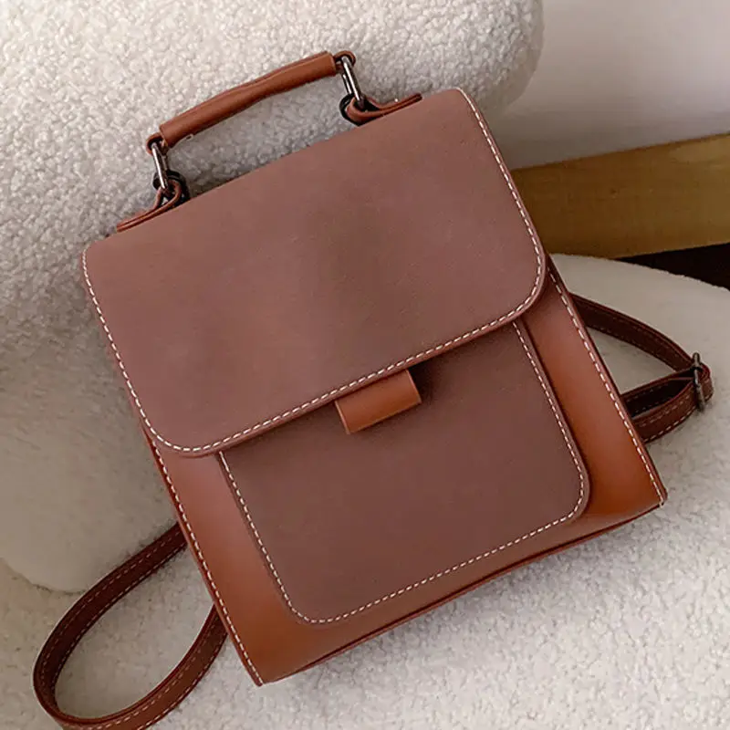 

Two-shoulder bag female Korean version 2020 new college style retro leather small school bag a hundred stylish dual-use backpack