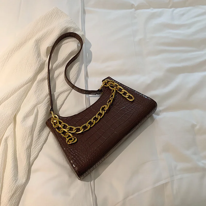 

Casual Alligator Chain Handbags Women Crocodile Pattern Shoulder Bags Women PU Leather Underarm Package Female Purse Clutch Hot