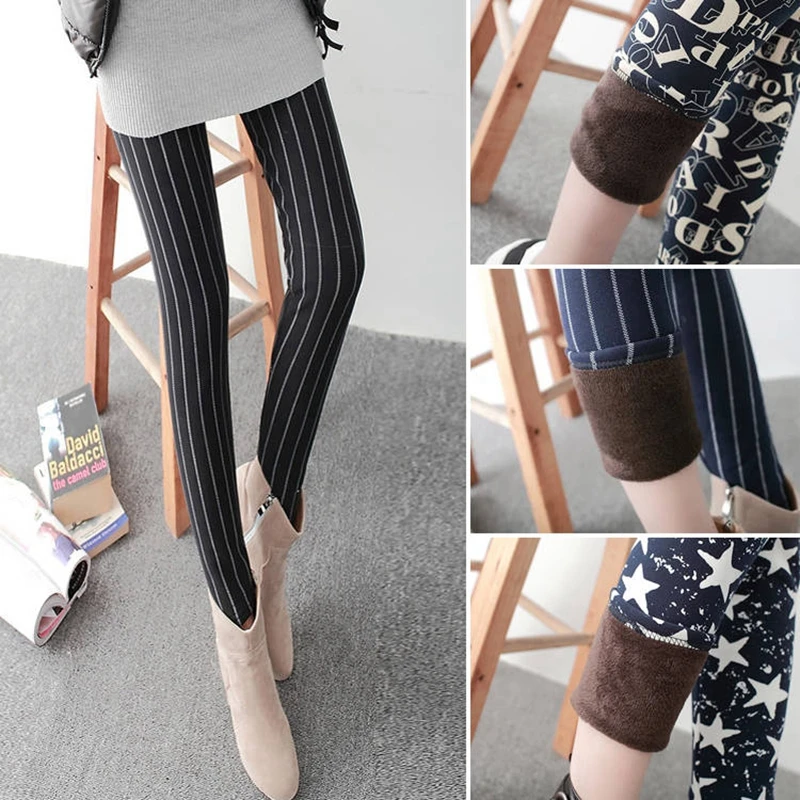 Теплые леггинсы в клетку с цветочным принтом на осень и зиму толстые бархатные