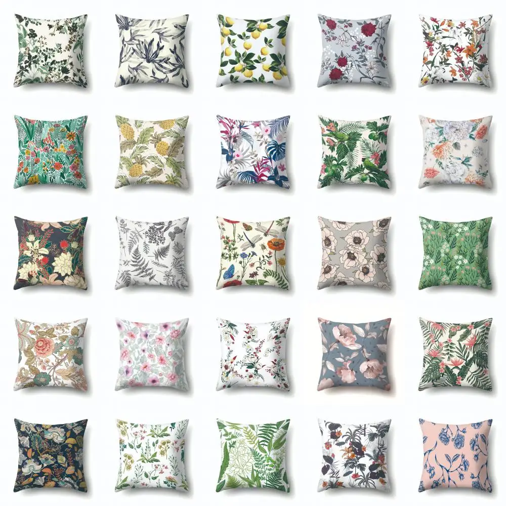 45x45 см зеленых растений Чехлы цветы и листья накидка для подушки мода Подушка