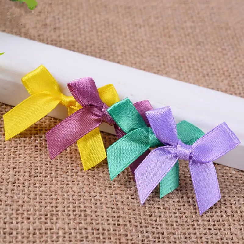 

100 Pcs Multi Colors Mini Hand Made DIY Satin Ribbon Bow Clothing Decoration Craft Handmade Candy Box Gift Box Accessories C818