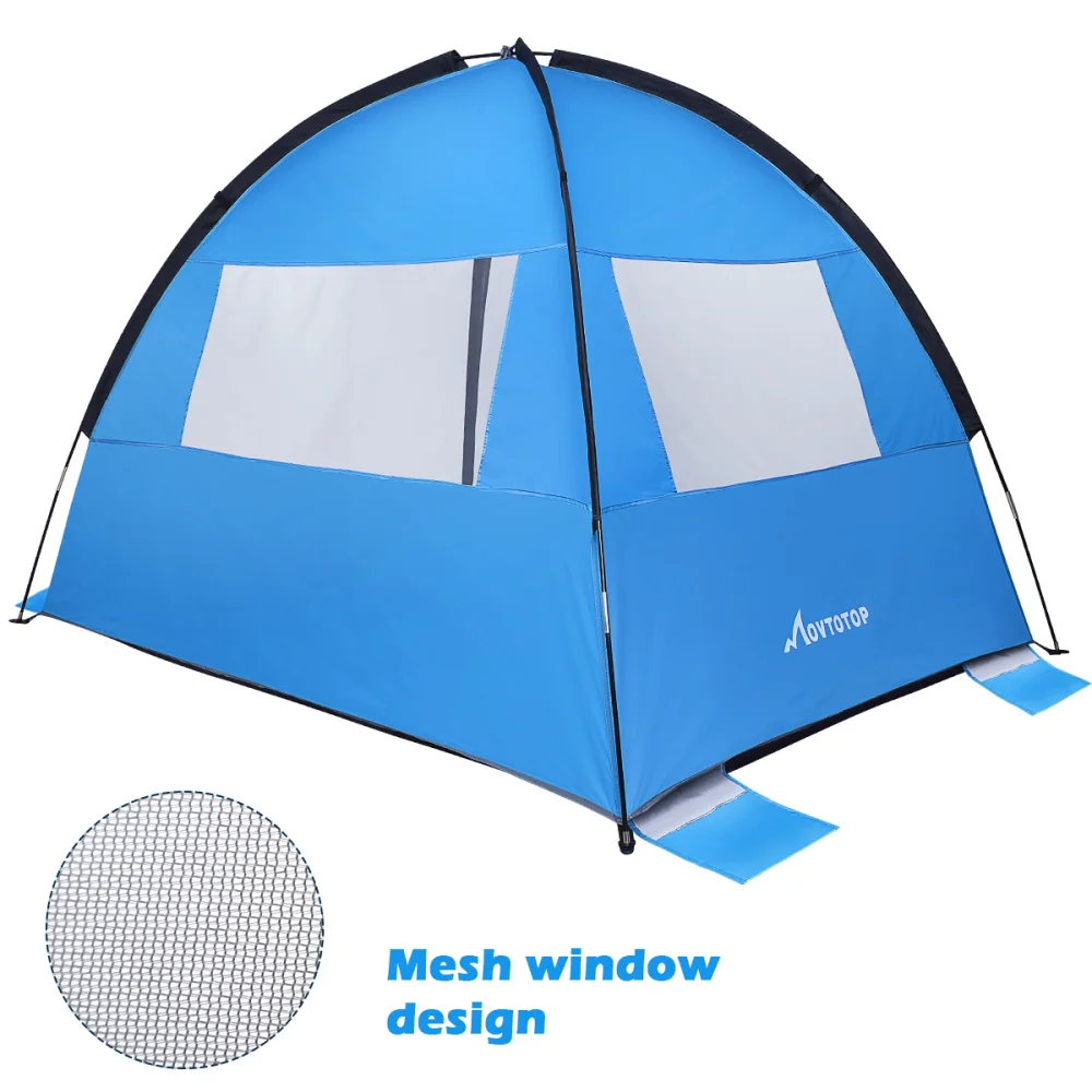 

MOVTOTOP Folding Beach Tent Portable Family Tents Sun Shelter for Hiking Camping Vacation 200x145x130cm
