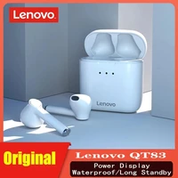 lenovo qt83 tws bt earbuds wireless earphones bluetooth headphones dual stereo bass earbuds waterproof sport with mic lenovo