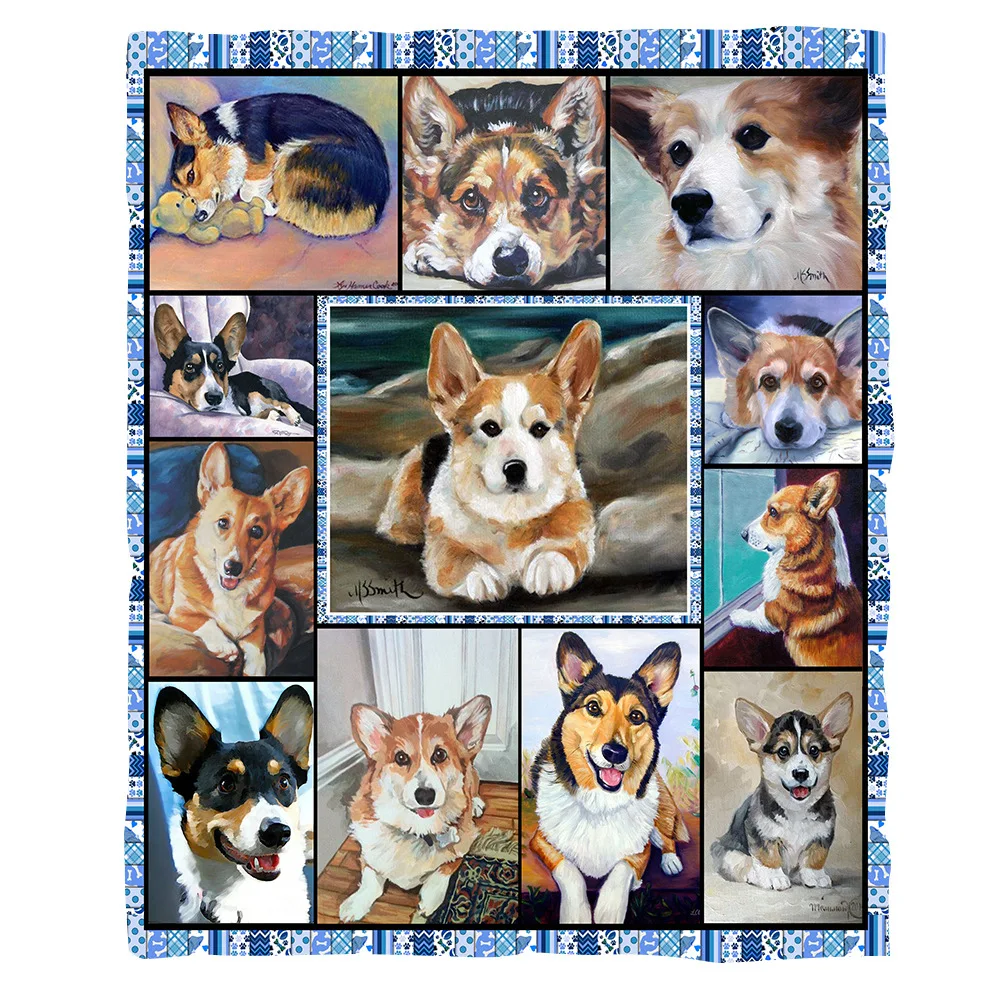 

Флисовое одеяло с забавным 3d принтом Сиба-ину для кровати, для походов, пикника, толстое стеганое одеяло, модное покрывало, одеяло из шерпы