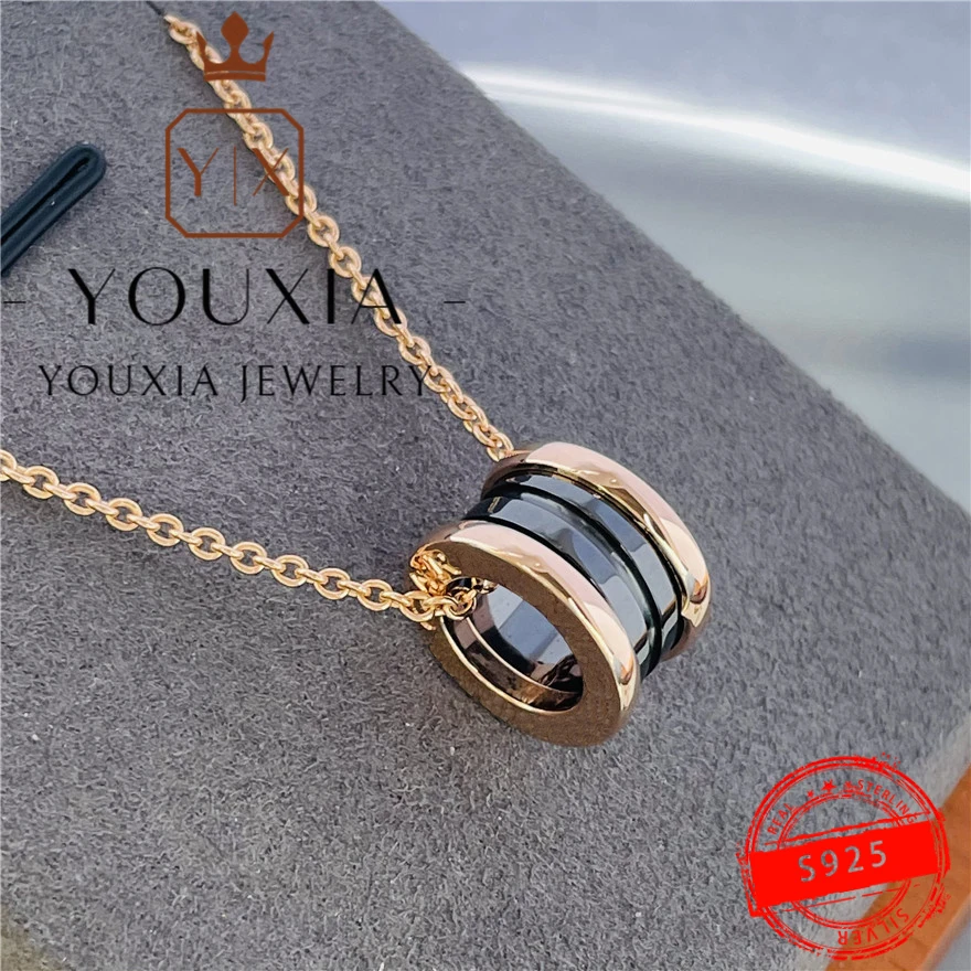 

1:1 Making 925 Sterling Silver Custom Rose Gold Black Simple And Fashionable Exquisite Necklace