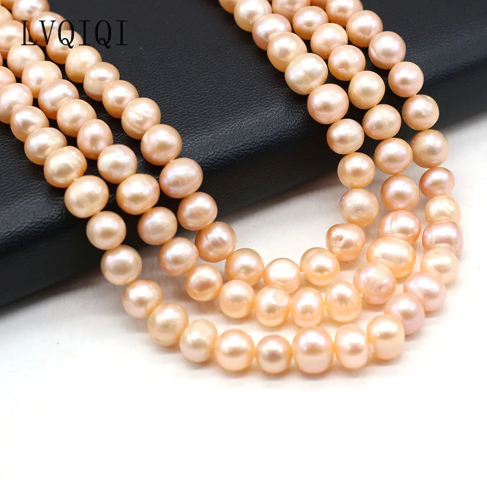 

LVQIQI Natural Freshwater Pearl Beads Orange Round Loose Bead For Jewelry Making DIY Charm Bracelet Necklace Earring Accessories