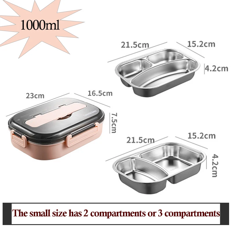 Ланч бокс для детей и взрослых из нержавеющей стали 304 герметичная коробка Bento