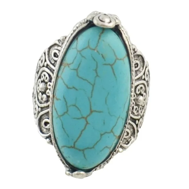 Богемное кольцо в стиле панк с большим круглым зеленым камнем из металла для