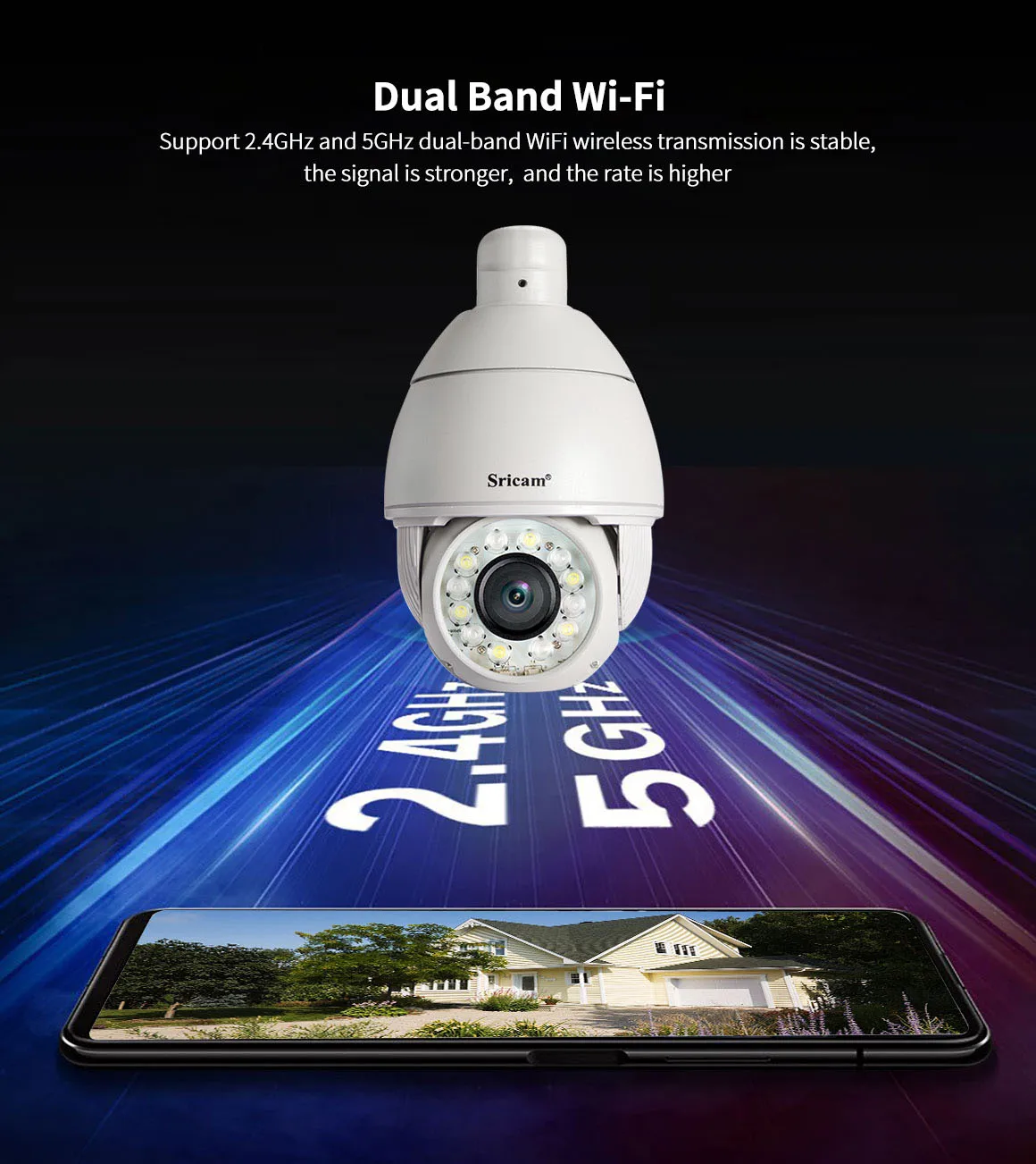 Sricam SP008 5.0MP H265 Wifi IP-камера наружная Водонепроницаемая беспроводная камера