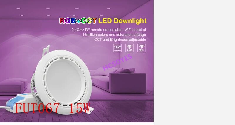 Milight FUT065 FUT066/12 Вт 18 Вт Светодиодный светильник RGB+ CCT AC110 220 В Регулируемая яркость беспроводной wifi приложение управление AC100-240V