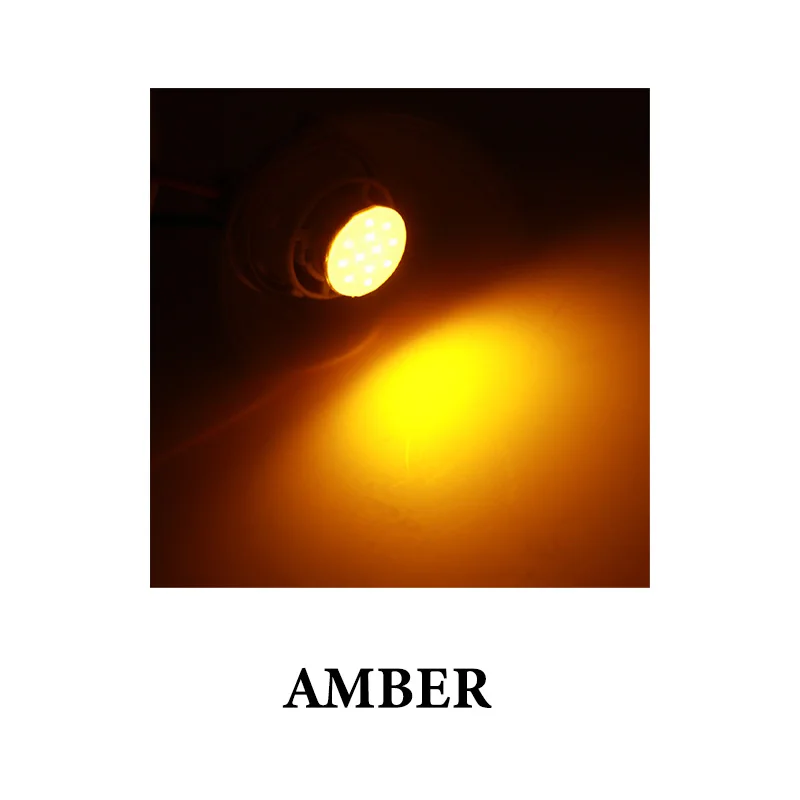 Amber 10 шт., Автомобильные светодиодные лампы 1156 ba15s p21w 1157 BAY15D COB 12SMD DC12v, лампа для прицепа, грузовика, автомобиля, стильный светильник для парковки, автомобильная светодиодная лампа - Испускаемый цвет: Amber
