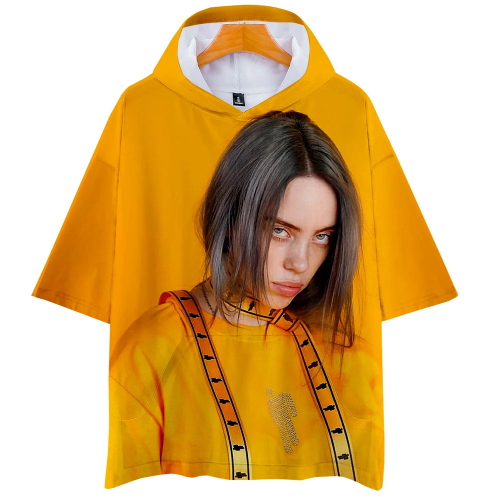 Хит продаж Billie Eilish 3D толстовки 2019 женская модная летняя футболка дышащая белая с