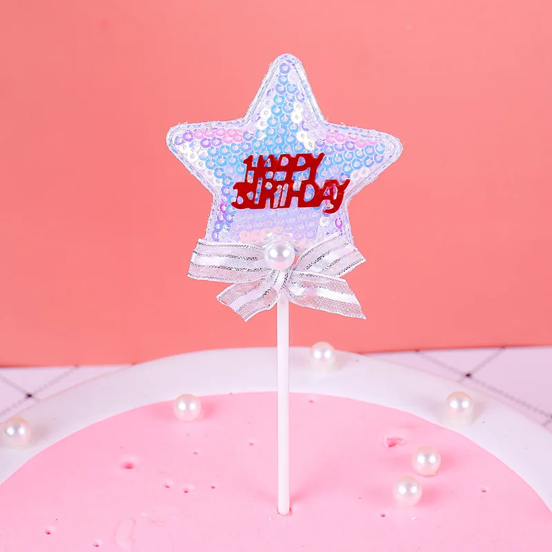 Новинка 2020 Милая блестящая Звезда ручной работы Топпер для кексов товарвечерние