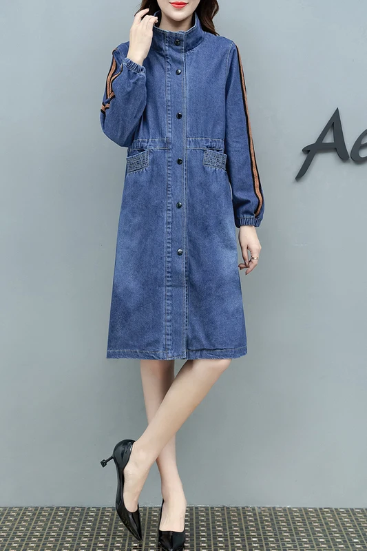 

YICIYA Autumn Winter Denim Windbreaker Women's Mid-length Plus Size 3xl 4xl Large Big Long Blue Loose Fashion Windbreaker Coat