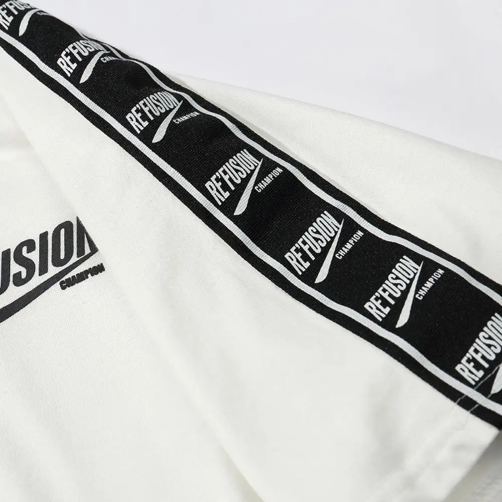 

2021 Summer Ribbon Sleeve Printed Cosy Short Sleeve T-shirt Hip Hop Casual Tshirts Summer Fashion Cotton Casual Tee Streetwear