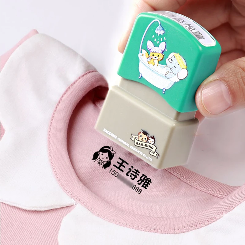 Customize English Russian Spanish Name Stamp Waterproof Baby Clothes Stamp Portable Personal Name Stamp
