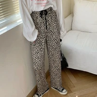 fashion leopard print pantalones streetwear 2021 women high waist casual pants female fall wide leg loose trousers hot selling