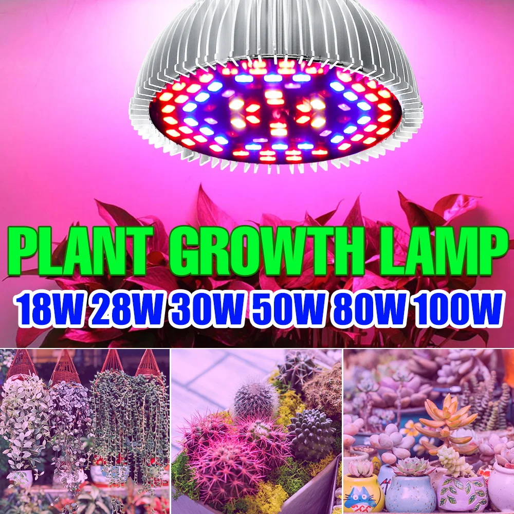 

LED Hydroponic Grow Light Full Spectrum E27 Phyto Lamp E14 UV Plant Bulb 18W 28W 30W 50W 80W 100W For Flower Seeds Growth Tent