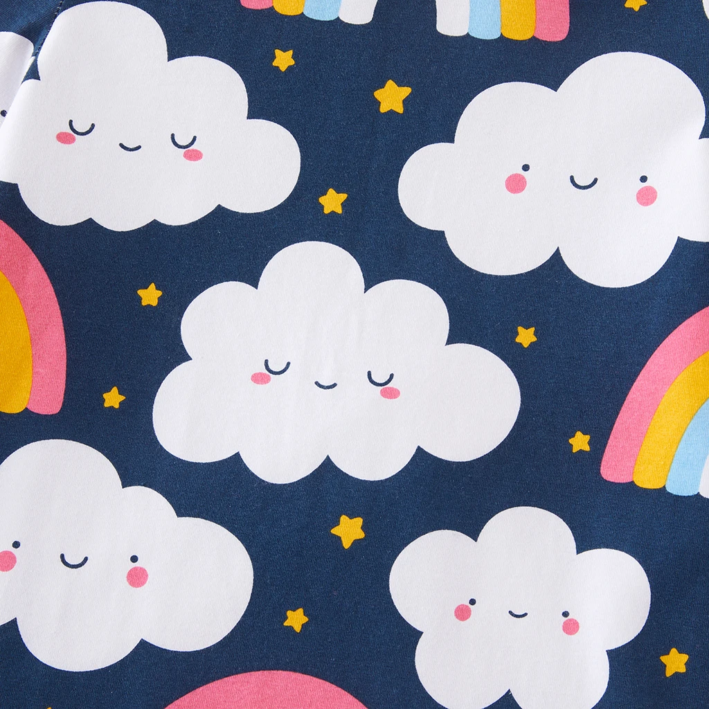 Летнее платье с коротким рукавом и радужным облаком 3 предмета | Детская одежда