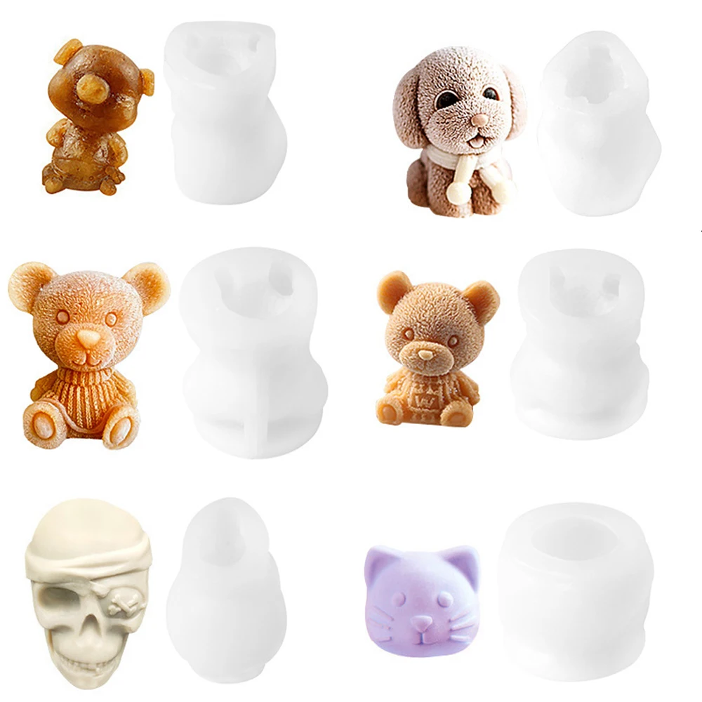 

Animal Skull Silicone 3D Mold Bear Cat Dog Ice Epoxy Resin Molds For DIY Aroma Plaster Candle Crafts Home Decorations Ornaments