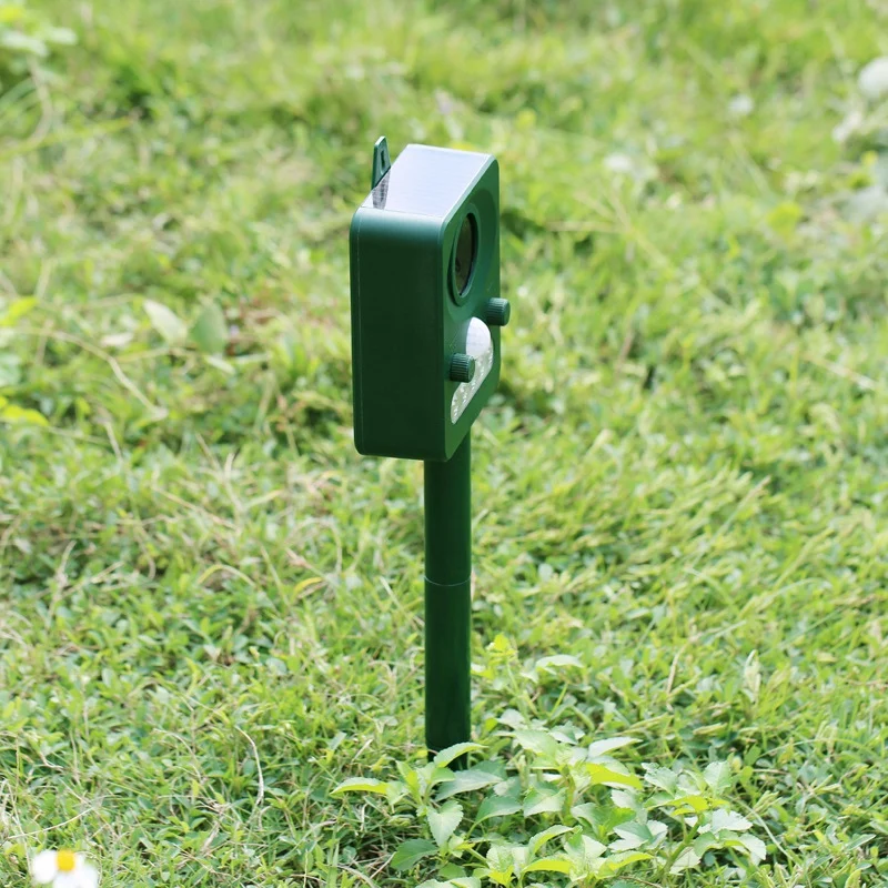

Promotion! Solar Powered Animal Deterrent - 2 Pack. Eco Friendly Ultrasonic Device Humanely Scares Away Unwanted Animals From Yo