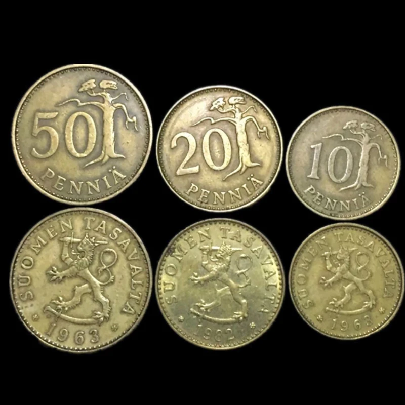 Набор из 3 шт. Финляндия 10 20 50 pfennig монеты издание европейские 100% оригинальные ЕС