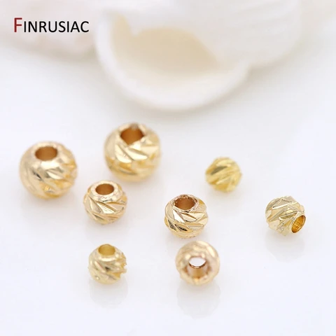 Позолоченные круглые бусины-разделители 2,5 мм/3 мм/4 мм, бусины с узором для резки, аксессуары для изготовления ювелирных изделий, браслетов, ожерелий своими руками
