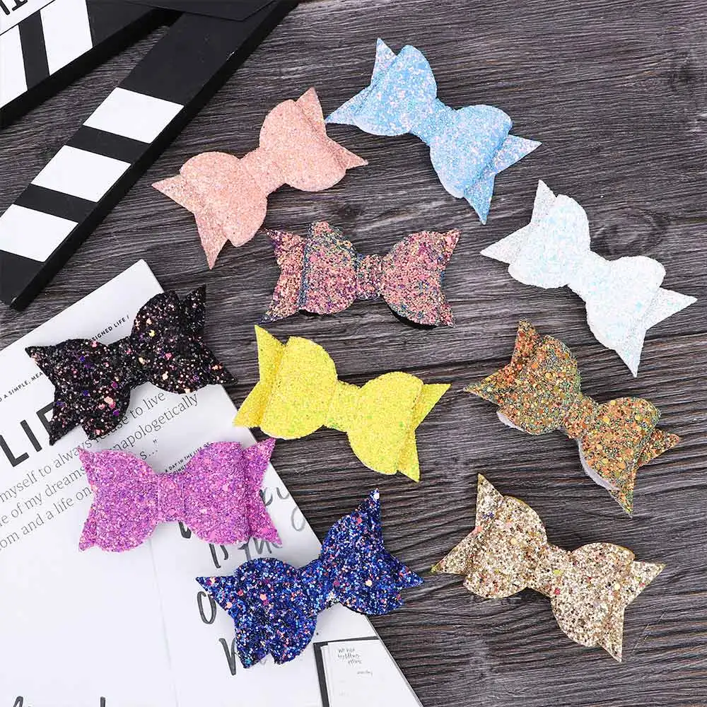 Детские модные заколки для волос с блестками и бантом красочные милые