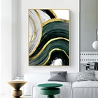 Современные абстрактные золотые фольгированные линии, зеленые холсты, художественные картины для гостиной, плакаты для спальни и принты, настенный постер, домашний декор