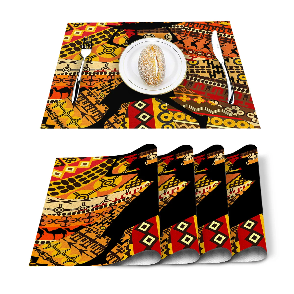 Набор из 4/6 столовых приборов для обеденного стола в Африканском этническом