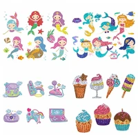 5d diy childrens cartoon mermaid princess bunny diamond painting stickers diamond embroidery kit rhinestone art for kids gift