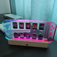 switch game card case acrylic transparent magnetic hard shell with rgb lighting effect display stand for nintendo accessories