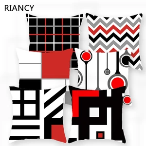 Наволочка из полиэстера, с геометрическим рисунком, 45 х45, декоративная подушка для дивана, красного, черного цветов, домашний декор, наволочка 40548