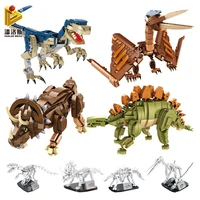 jurassic world zoo dinosaurs and fossils 979 pcs velociraptor model building blocks childrens toy stickers gift small bricks