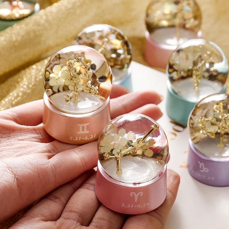 

Zodiac Mini Small Fresh Snow Globe Girl Girlfriends Birthday Christmas Gifts Home Desktop Cute Ornaments Sold Individually