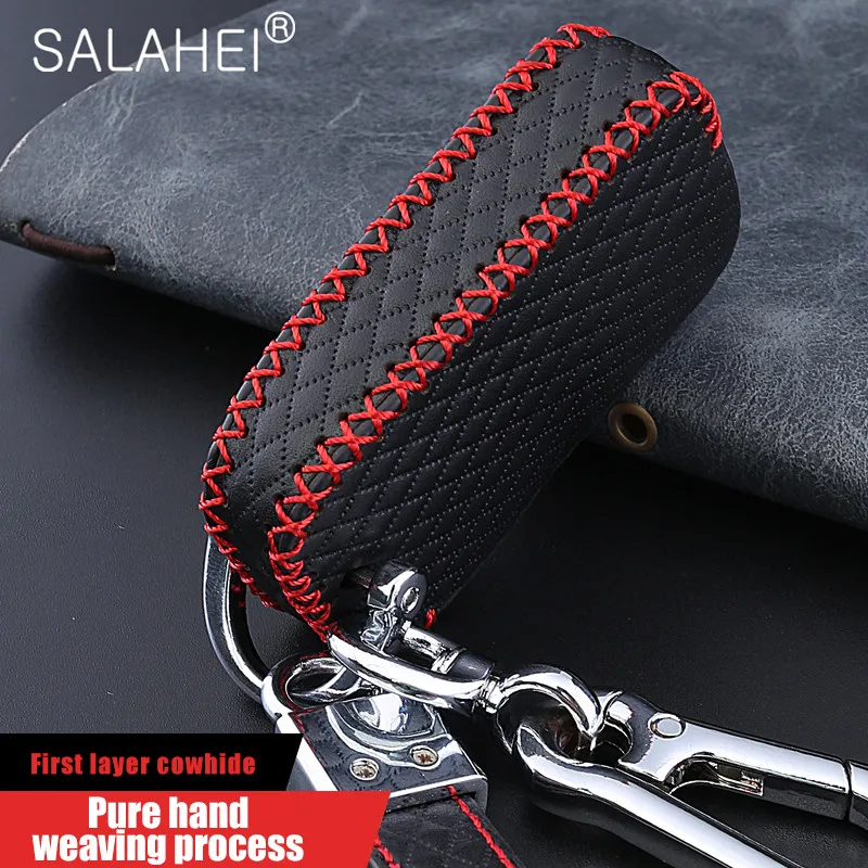 

Leather Case Car Key Cover For MG GS MG3 MG5 MG6 MG7 GT 3 Button Flip Key Keychain Case For Keys Holder Protector Accessories