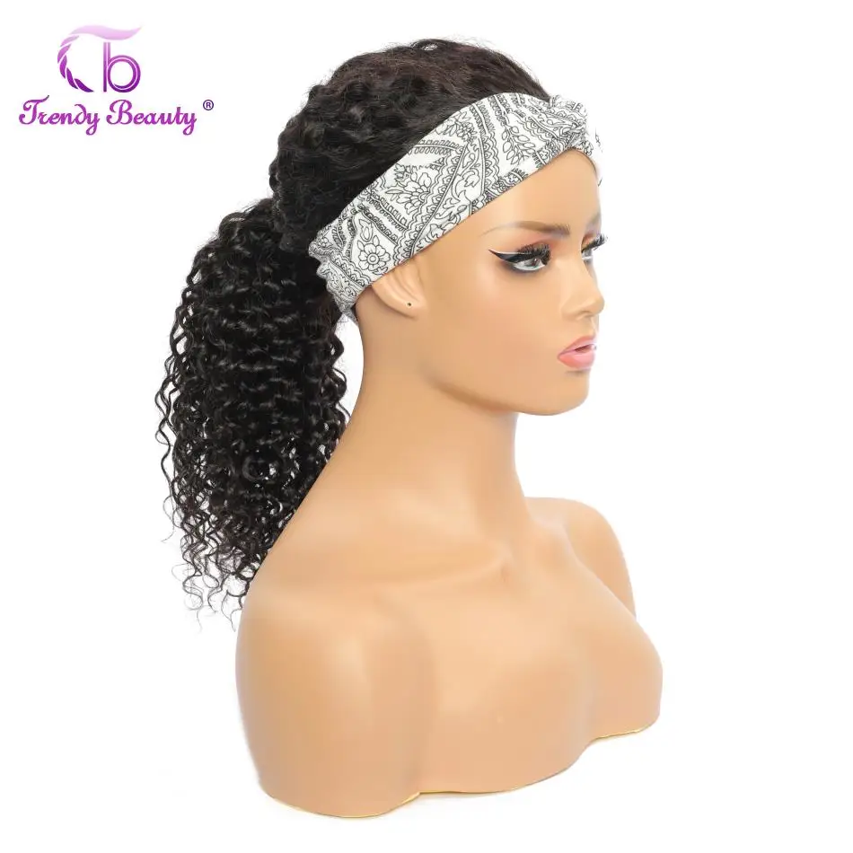 Brazilian Kinky Curly Wig Headband Wigs Glueless Remy Hair Full Machine Wigs For Women Curly Wig Headband Wig Human Hair 180% enlarge