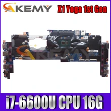 For Lenovo ThinkPad X1 Yoga 1st Gen laptop motherboard 14282-2M with i7-6600U CPU 16G-RAM FRU 00JT811 01LV888 01LV889 Mainboard