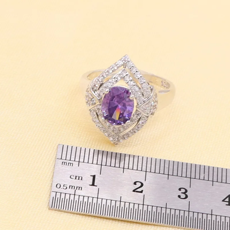 XUTAAYI Новое поступление серебряные Ювелирные наборы для женщин фиолетовое