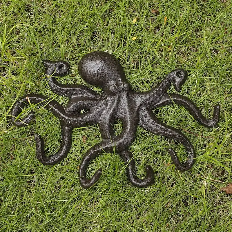 Hook/Coat Hooks Rustic Decorative Wall Mounted Cast Iron Key Holder Decor with 8 Tentacles Set of 2 Brown | Дом и сад