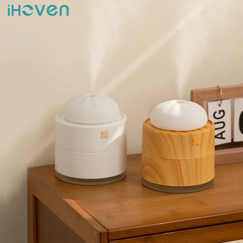 

400ML USB Air Humidifier Mini Electric Aroma Diffuser Creative Wood Grain Bun Ultrasonic Cool Mist Maker For Car Home Office