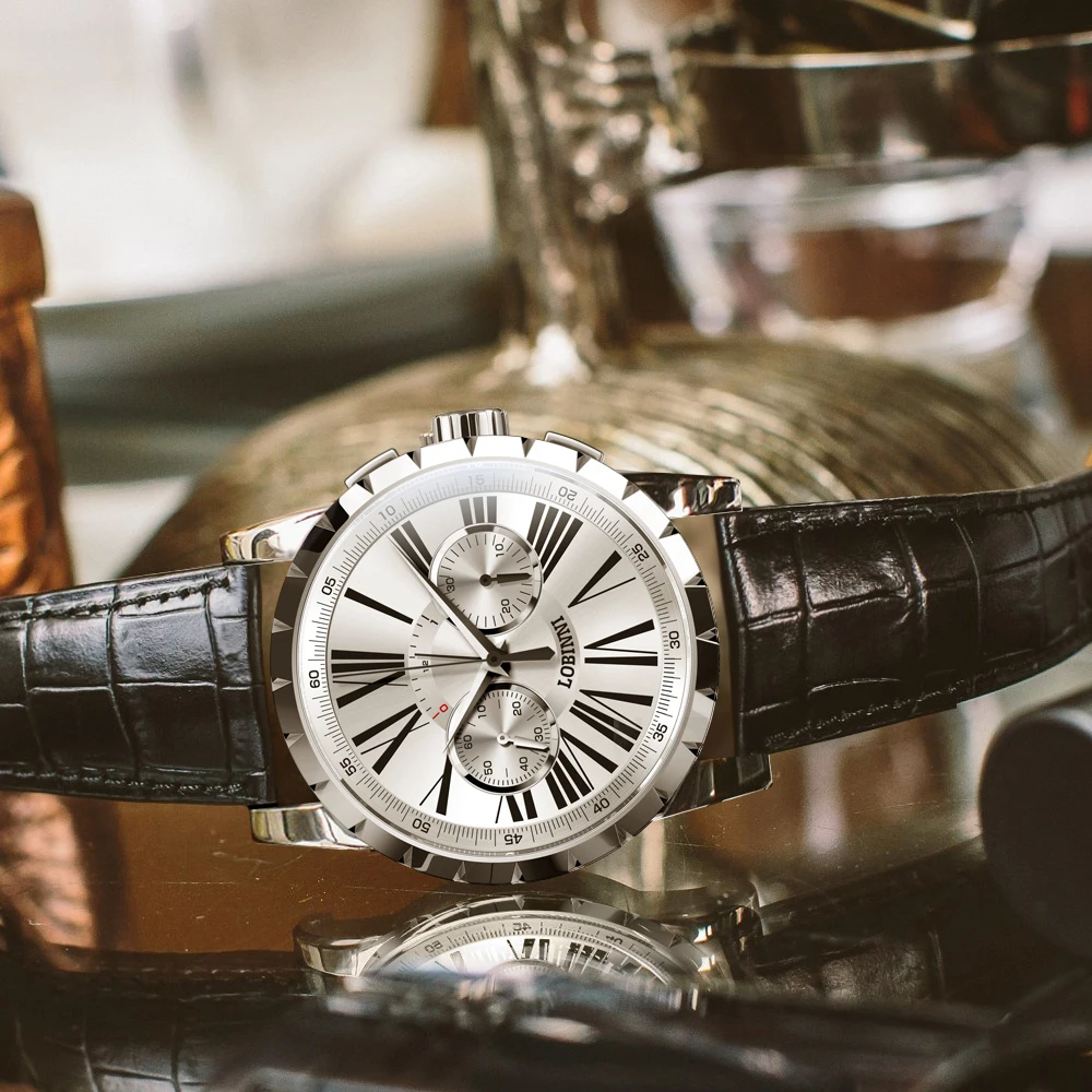 LOBINNI Мужские механические часы Seagull SelfWind роскошные швейцарские брендовые