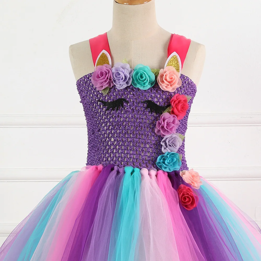 Платье с единорогом для девочек костюм принцессы Пастельными блестками детское